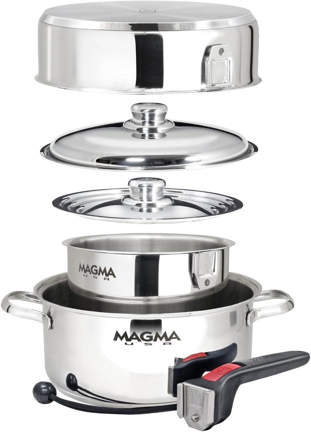 Magma A10-362-2-IND 7 Piece Stainless Steel Nesting Cookware Set, Stackable Space-Saving, Induc