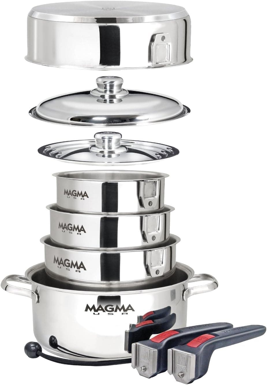 Magma A10-360L-IND 10 Piece Stainless Steel Nesting Cookware Set, Stackable Space-Saving, Induc
