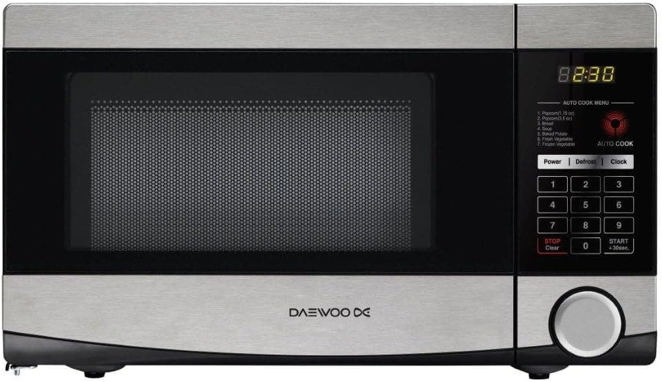 Daewoo 0.7 Cu Ft 700W Compact Countertop Microwave, Stainless Steel