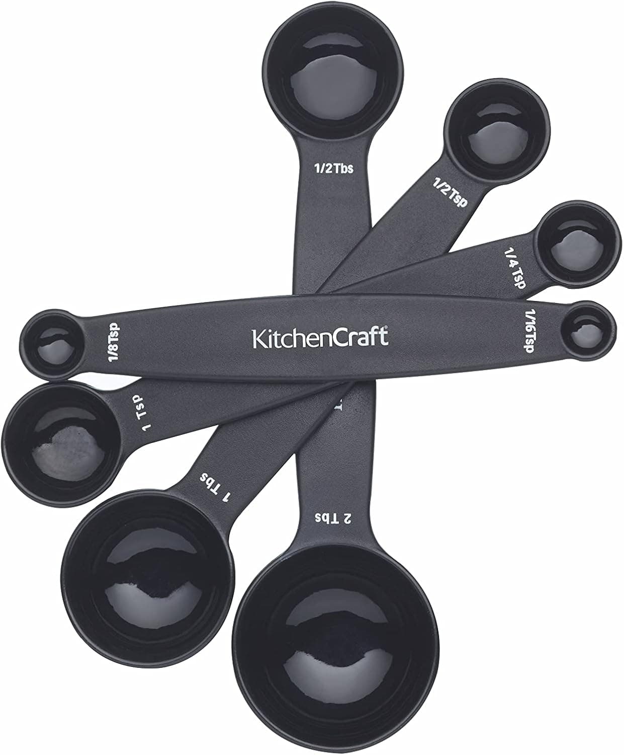 KitchenCraft Magnetic Measuring Spoons Set, Stainless Steel Stackable Dual Sided, Set of 4, Black