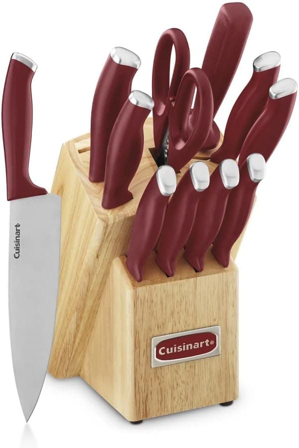 Cuisinart C77SSR-12P Color Pro Collection 12-Piece Knife Block Set, Red