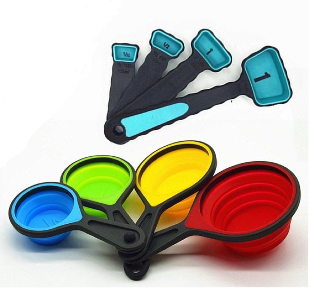 Silicone Collapsible Measuring Cup - 8 pcs Collapsible Food Grade Silicone Measuring Cups and Spoons Set