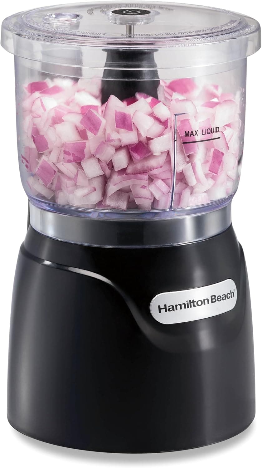 Hamilton Beach 3 Cup Electric Vegetable Chopper & Mini Food Processor, 350 Watts, Stainless Steel Blades, Black