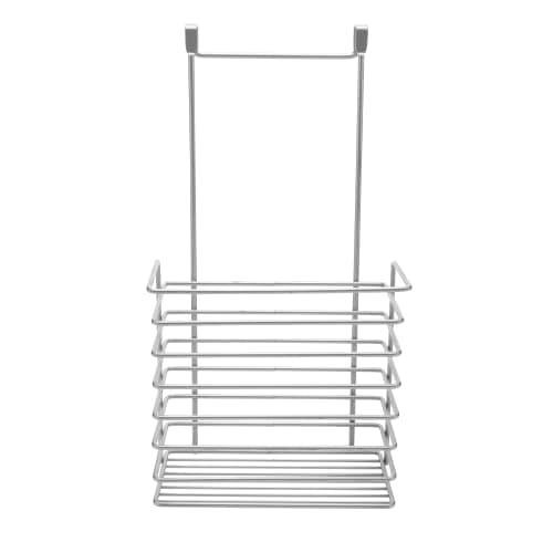 YBM Home Multipurpose Over The Cabinet Door Storage Basket Caddy - Works as a Kitchen Cabinet Organizer, Wine Holder, Bathroom Shower Caddy Tray, Storage Bags, Cleaning Supplies, Chrome 2217