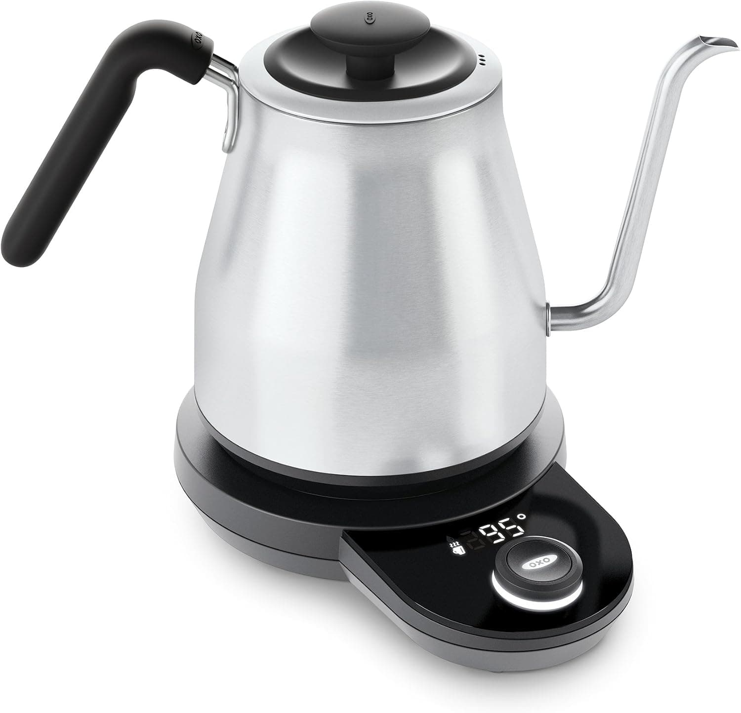 OXO Brew Adjustable Temperature Pour Over Kettle, 1 L, Gooseneck Electric Kettle, Stainless Steel with Timer
