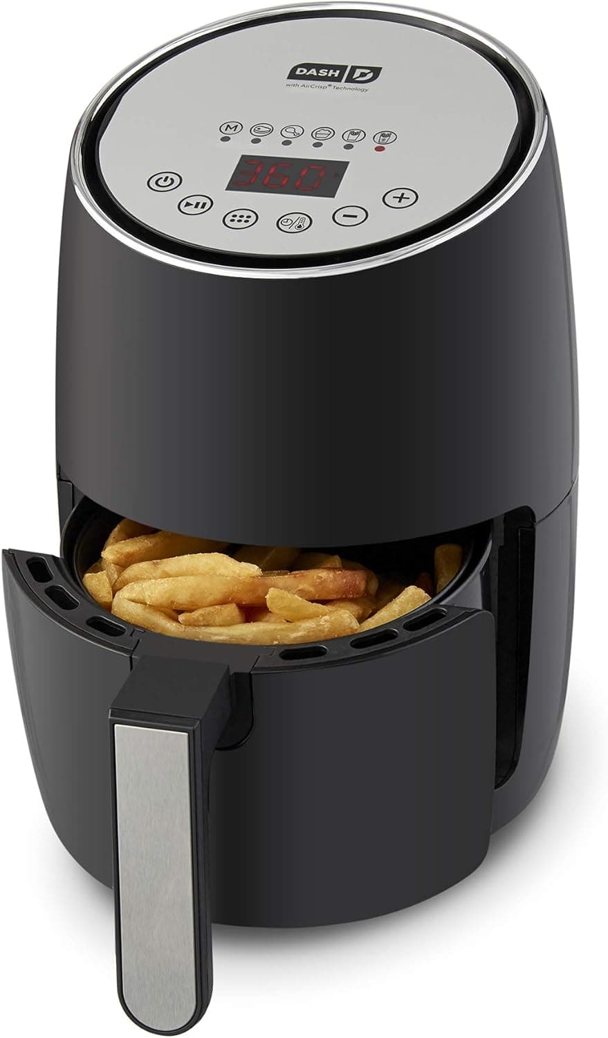 DASH Compact Electric Air Fryer + Oven Cooker with Digital Display, up to 2 QT, Black