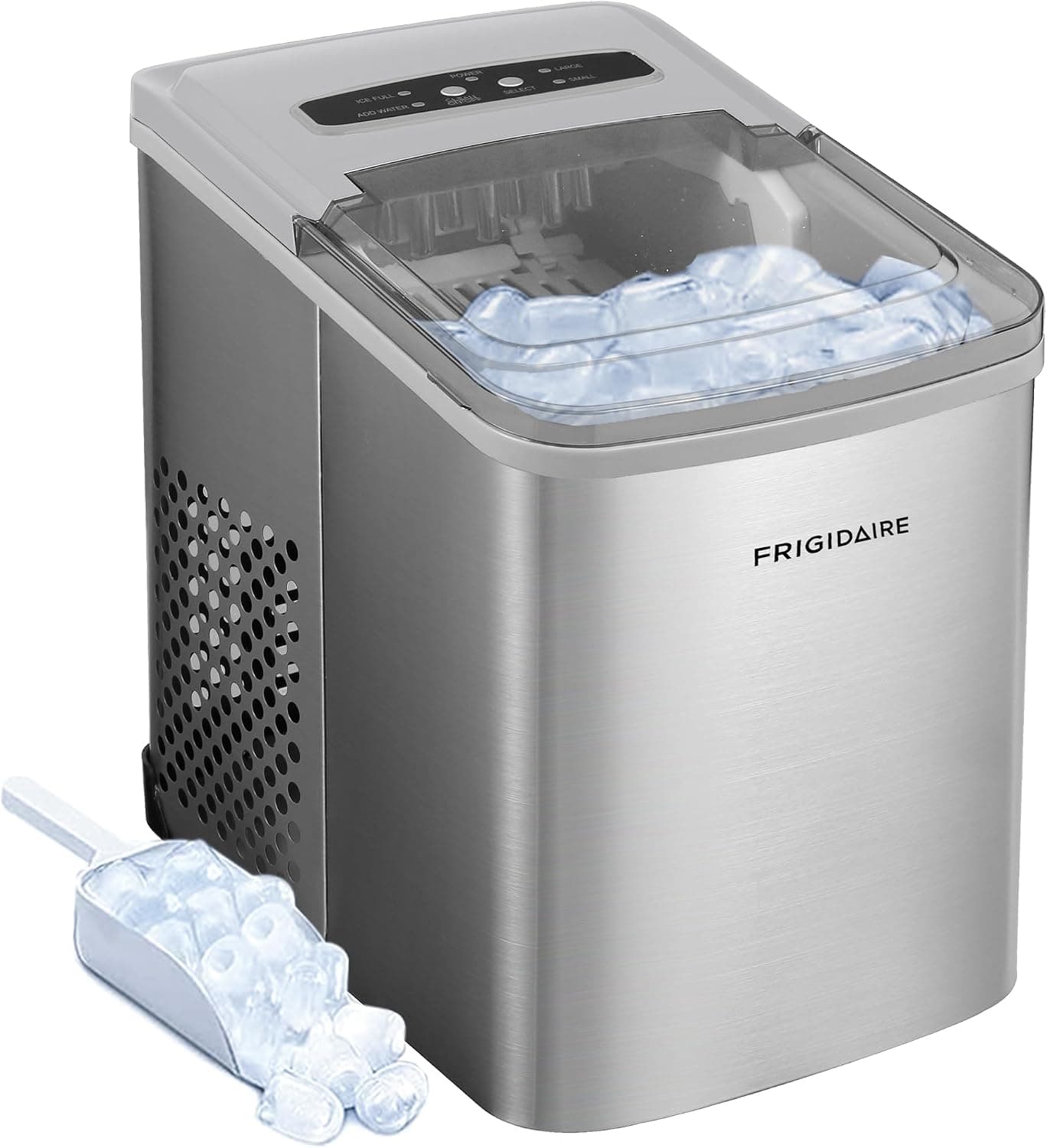 Frigidaire 26 Lbs per Day Portable Compact Countertop Ice Maker, Stainless Steel
