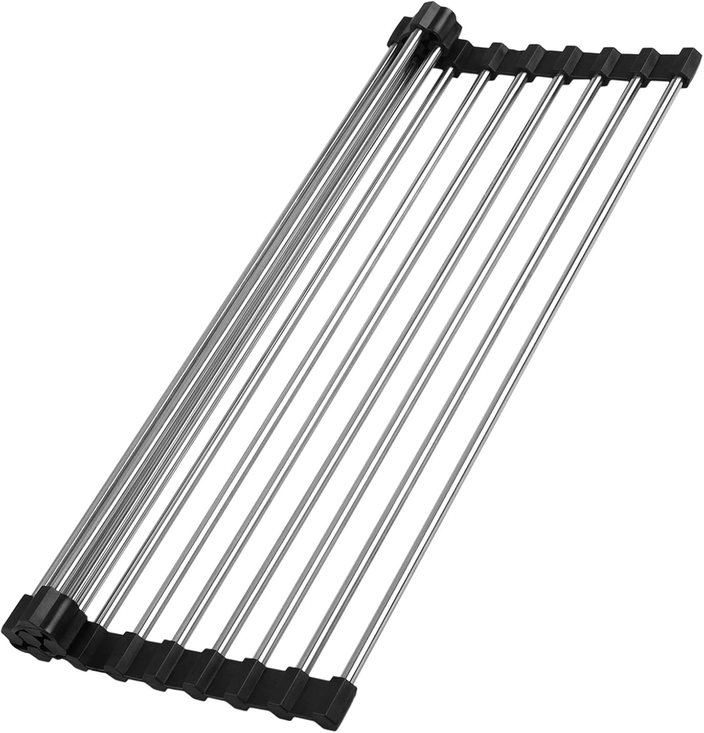 Dullrout Over Sink Dish Drying Rack, Rollable Stainless Steel Roll up Dish Drying Rack, Foldable Heat-Resistant Easy to Store, 17.8" x 11.2"