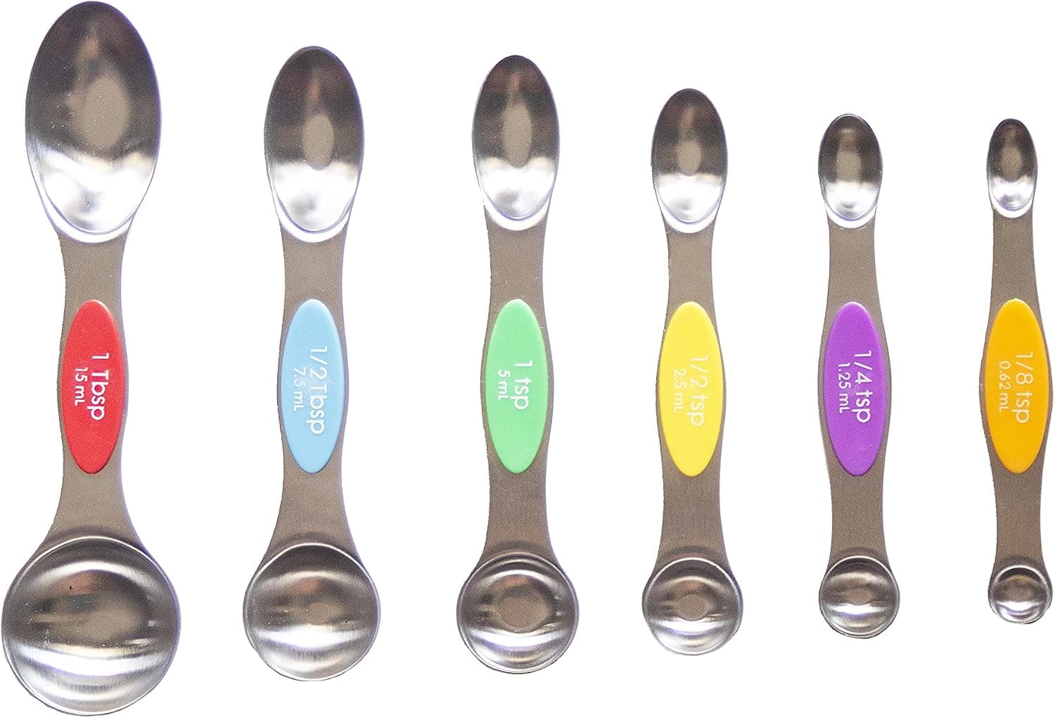 Confection Stand Magnetic Measuring Spoons, Nesting, Dual Ended, Set of 6