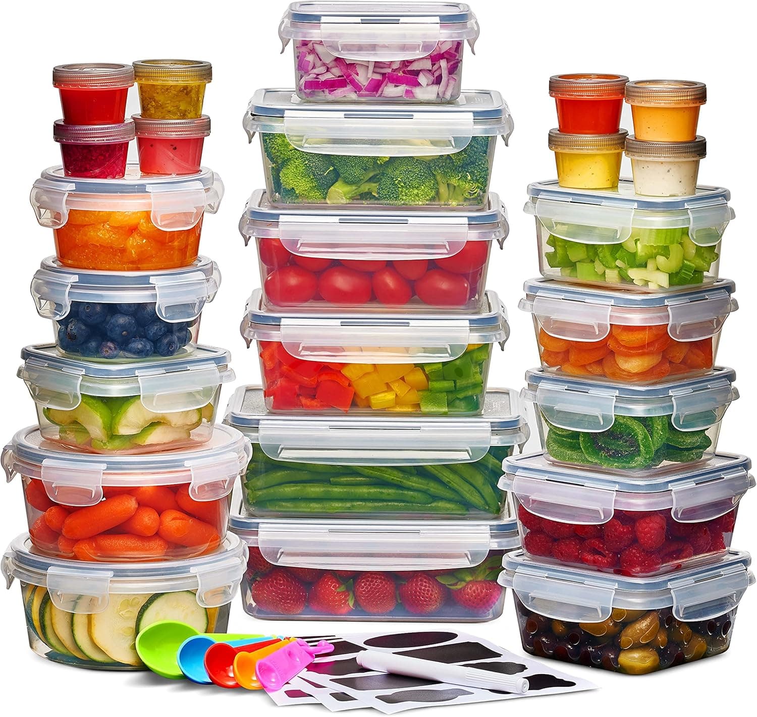 24 Pcs Airtight Food Storage Container Set, BPA Free Clear Plastic with Leak Proof Lids