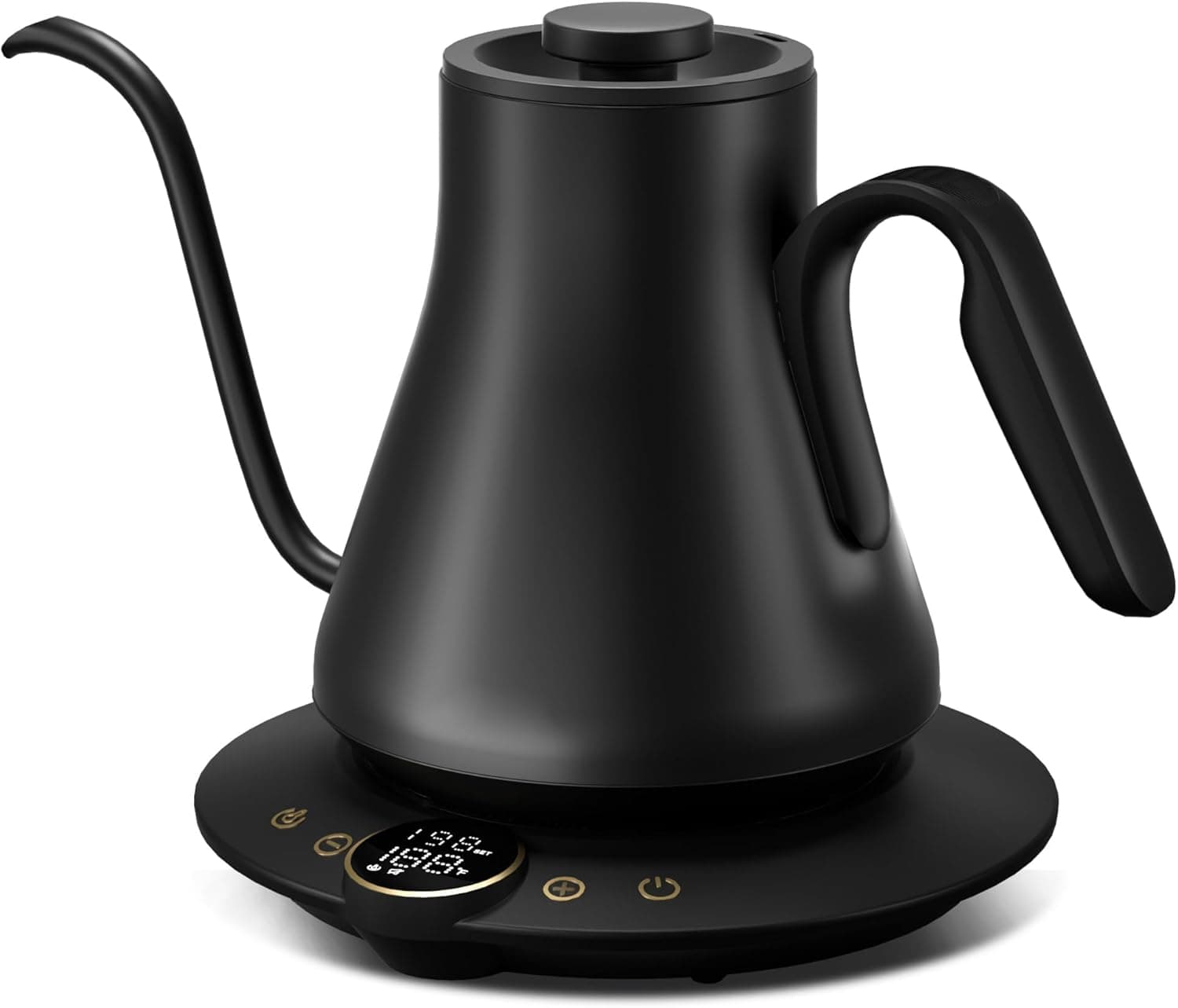 INTASTING Gooseneck Electric Kettle with 1F Temperature Control for Pour Over Coffee & Tea, 1500W/0.9L (Ebony Black)