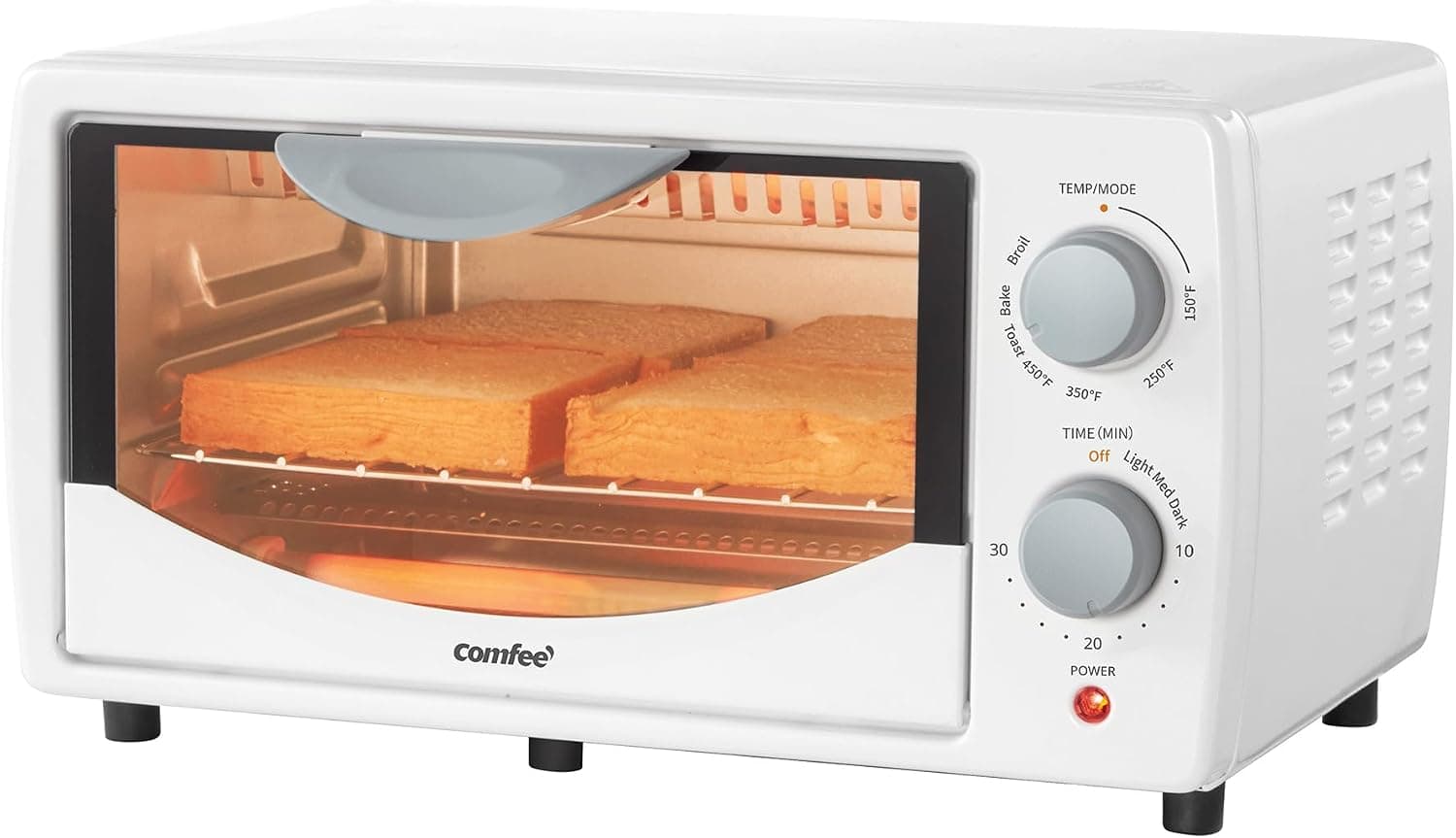 COMFEE' Countertop Oven, Small Toaster Oven Combo 4 Slice, White (CTO-E101A)