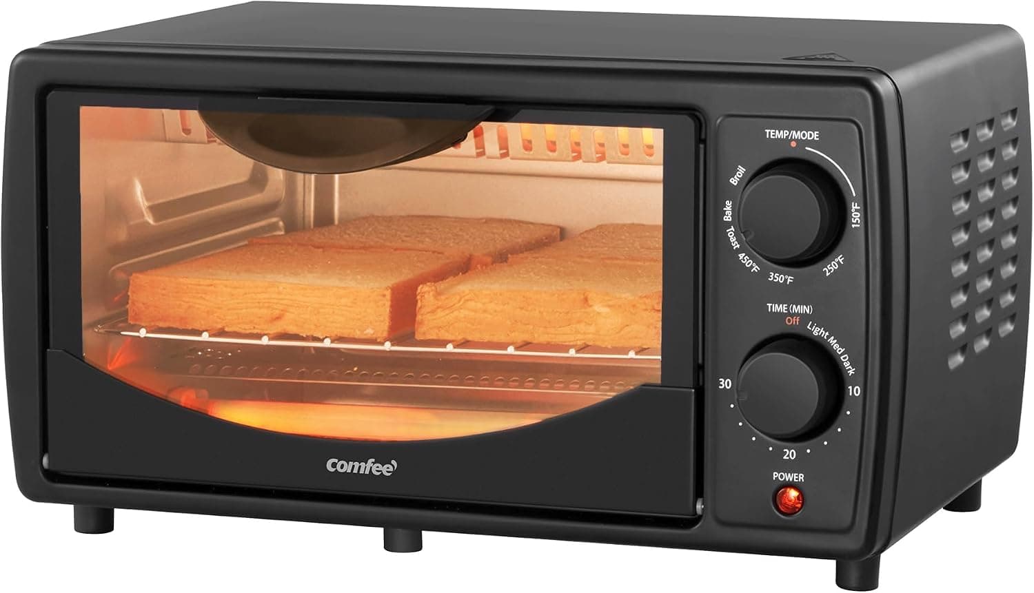 COMFEE' Toaster Oven Countertop, Small Combo 4 Slice, Black (CTO-E101A)