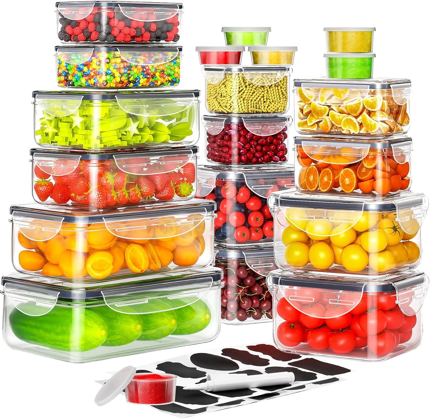 40 PCS Food Storage Containers with Lids Airtight, Stackable 100% Leakproof Meal Prep