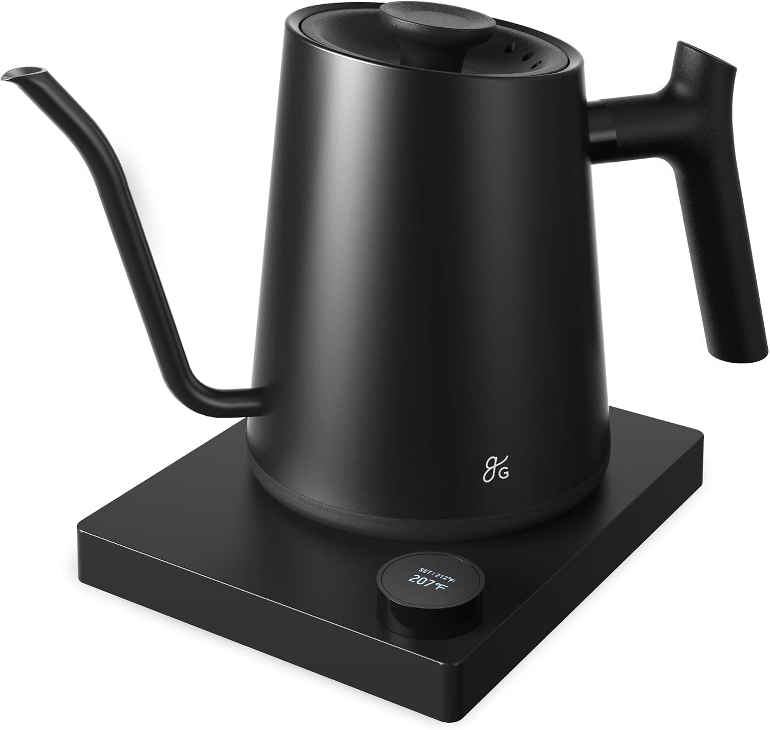 Greater Goods Electric Gooseneck Kettle, 1200W Stainless Steel with Precision Temperature Control, 0.8L (Onyx Black)