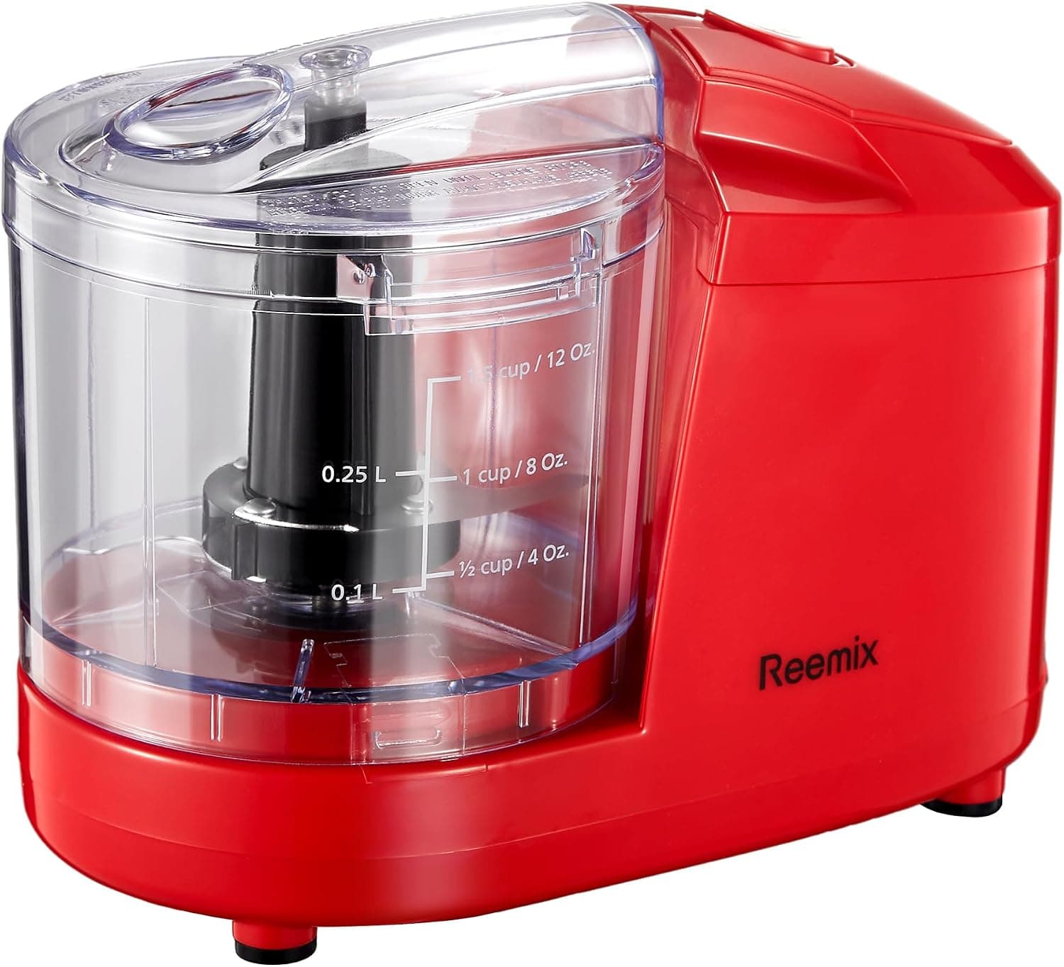 Reemix 1.5-Cup One-Touch Electric Food Chopper, 100W Mini Food Processor, Stainless Steel Blade (Red)