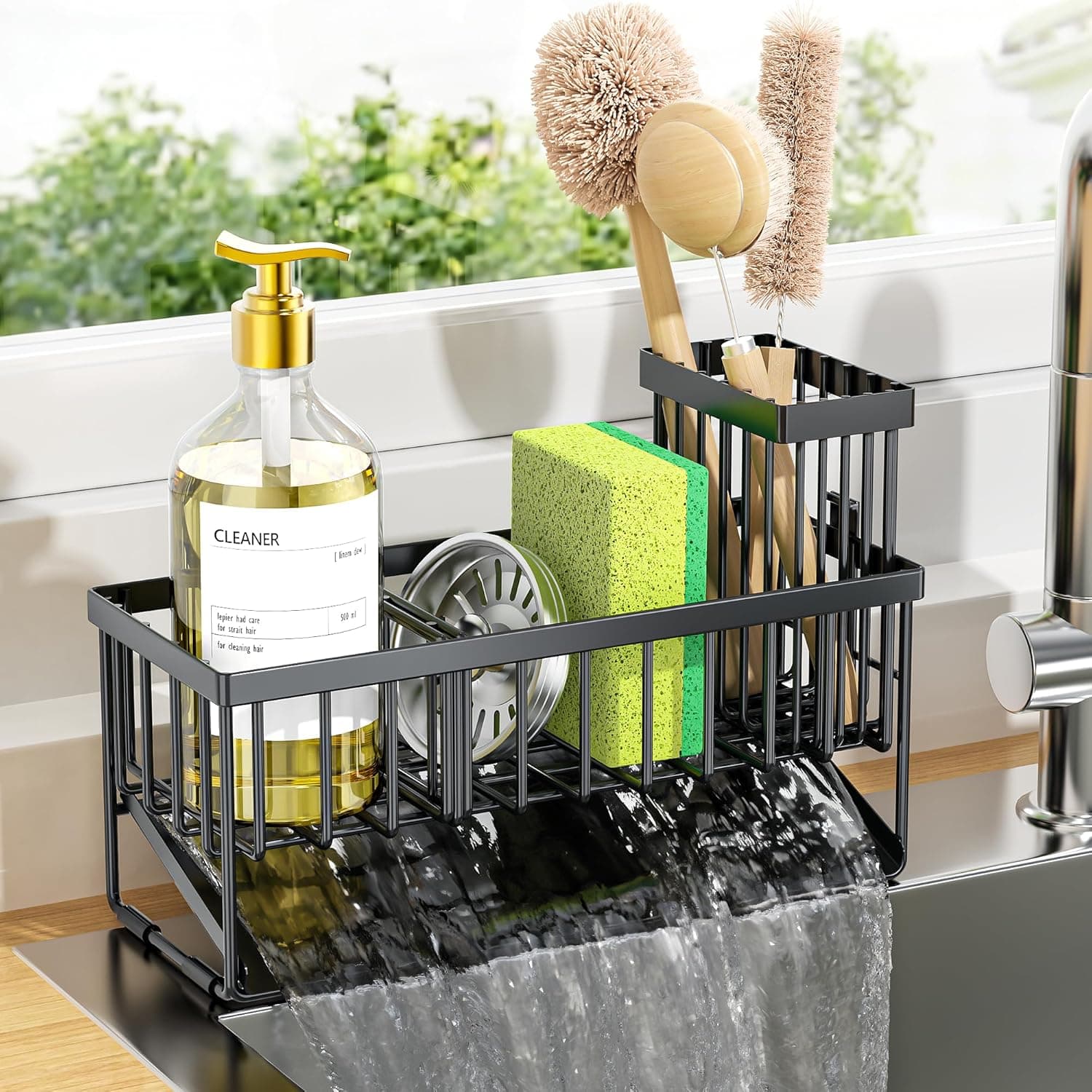Cisily Sink Caddy Sponge Holder (Self-Drain Tray)