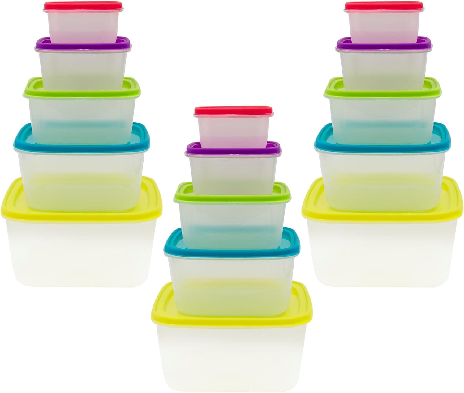 Smart Home Square Nesting Food Storage Containers with Lids, 30 PC Set