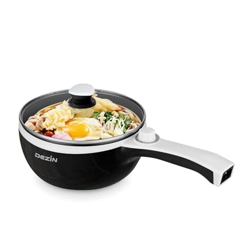 Dezin Hot Pot Electric, 1.5L Non-Stick Portable Electric Pot, Dual Power