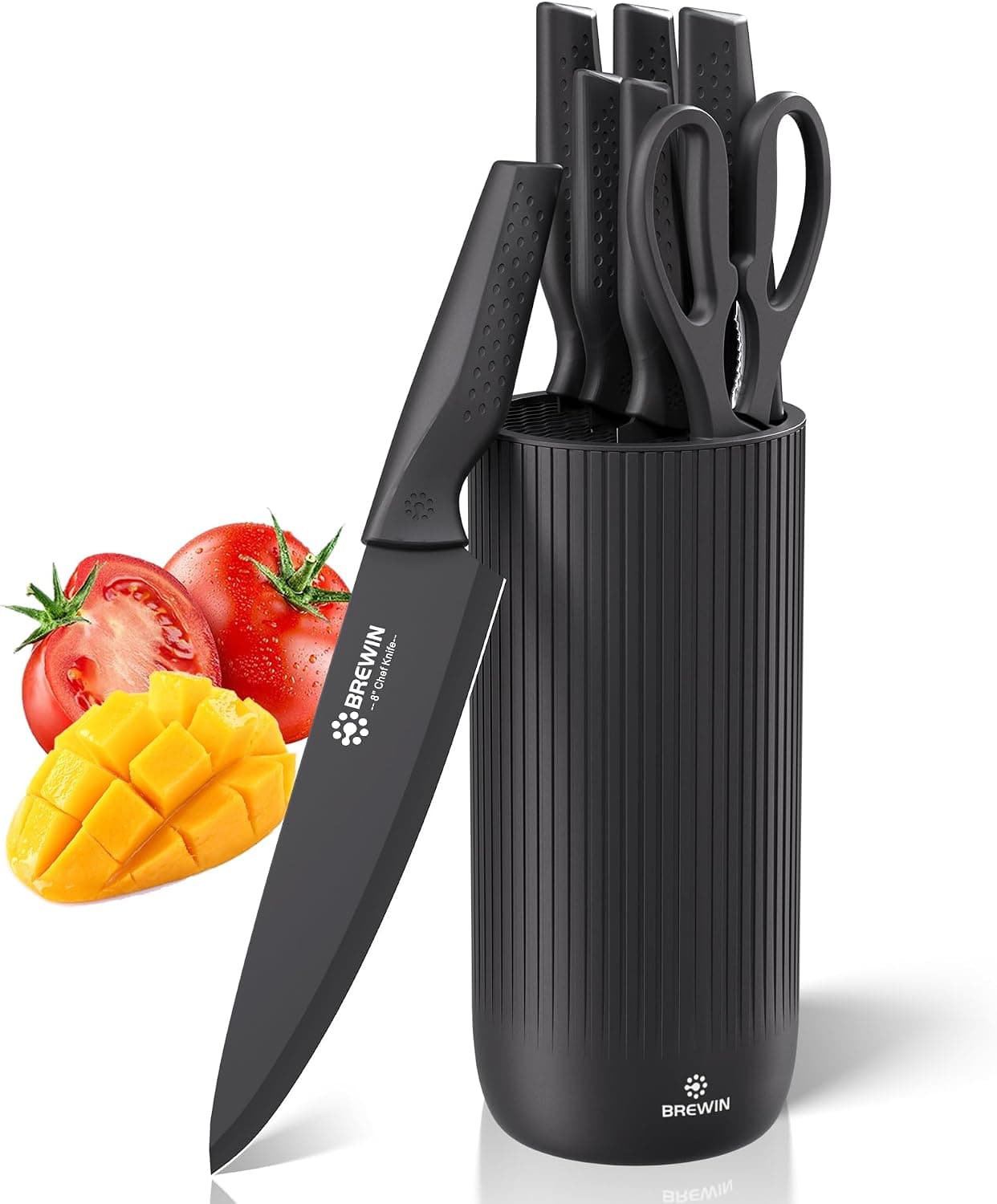 Brewin Kitchen Knife Set with Universal Block, Apartment Essentials