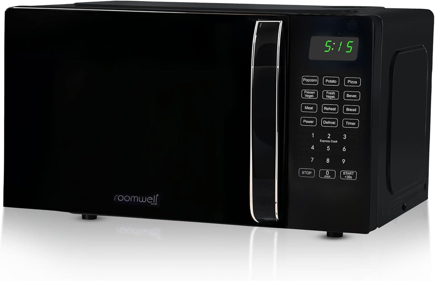 ROOMWELL 0.7 Cu Ft Countertop Microwave, 700W, Digital Display, 10 Power Levels, Child Lock, Bl