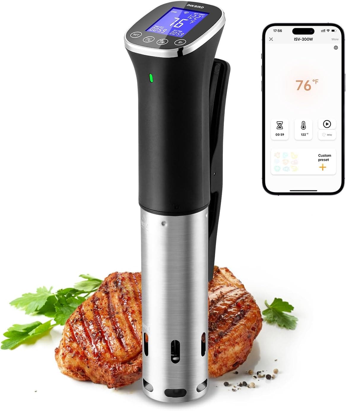 INKBIRD WiFi Immersion Circulator ISV-300W IPX7 1000W Sous Vide Cooker