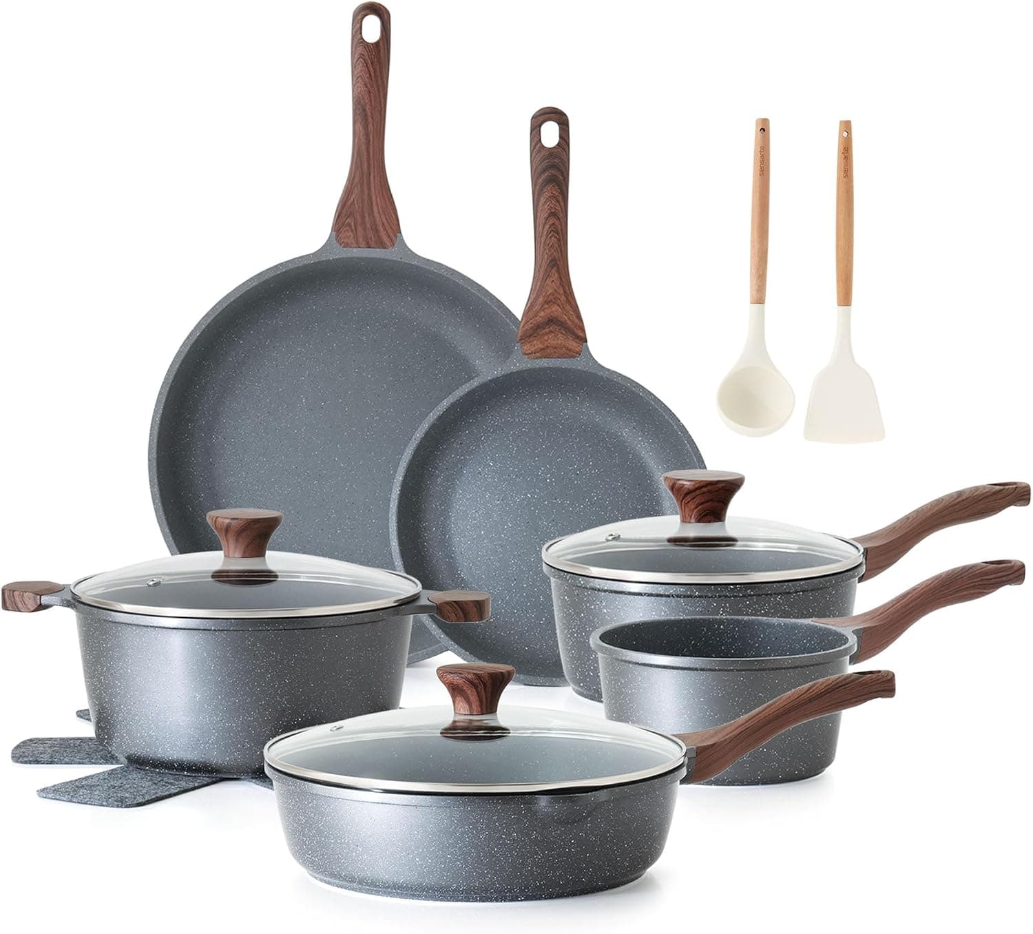 SENSARTE Nonstick Cookware Set 16-Piece, Pots and Pans Set with Stay-Cool Handles, PFOA Free