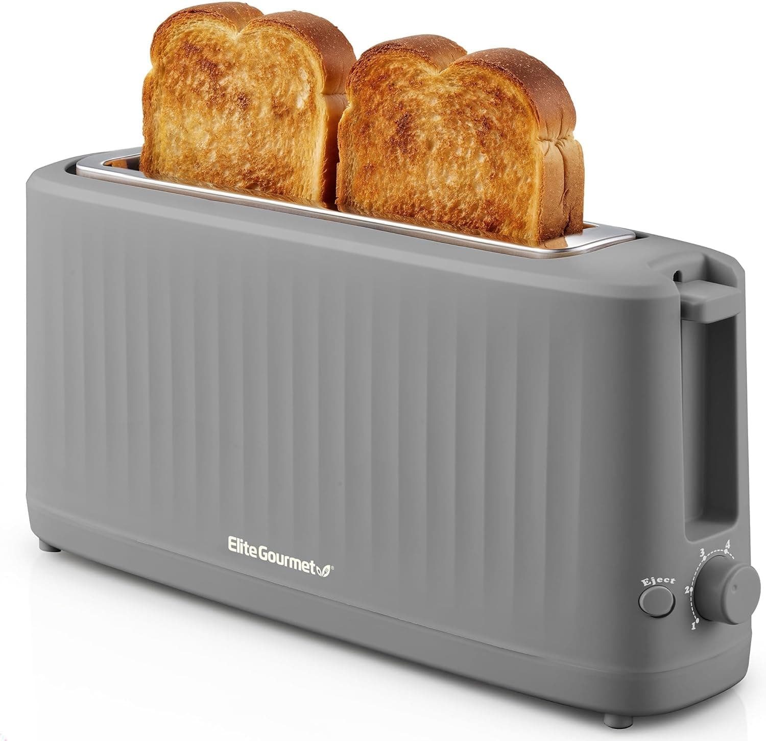 Elite Gourmet ECT2517G SLIMTOAST 2-Slice Long Slot Toaster, Grey