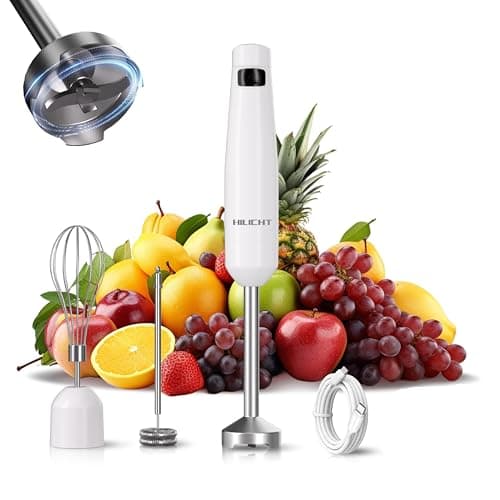 Cordless Immersion Hand Blender (Stick Blender) - Smooth, Controlled Blending for Everyday Cooking, 12V Brushless Motor, Pressure-Sensitive Variable Speed, USB-C Rechargeable, Easy-Clean (White)