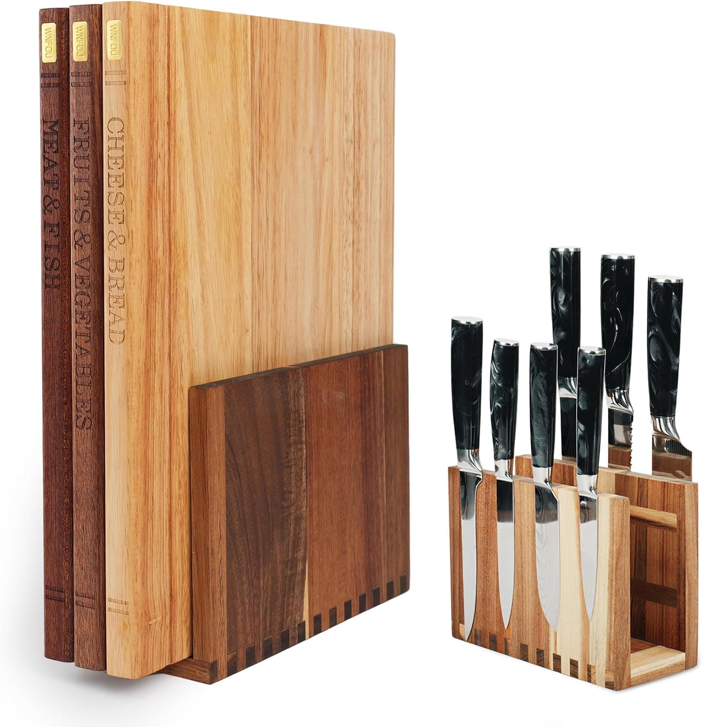 Magnetic Book Cutting Board Set with Stand for Space-Saving Kitchen