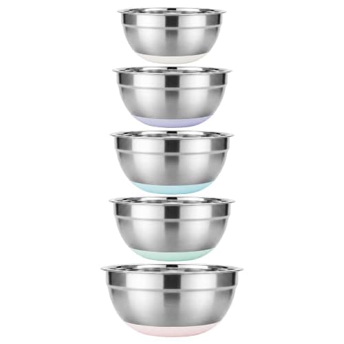 Idymere 5PCS Stainless Steel Mixing Bowls Set With Non-Slip Silicone Base