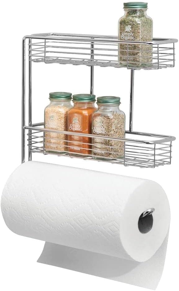 mDesign Wall-Mount Paper Towel Holder with 2 Baskets
