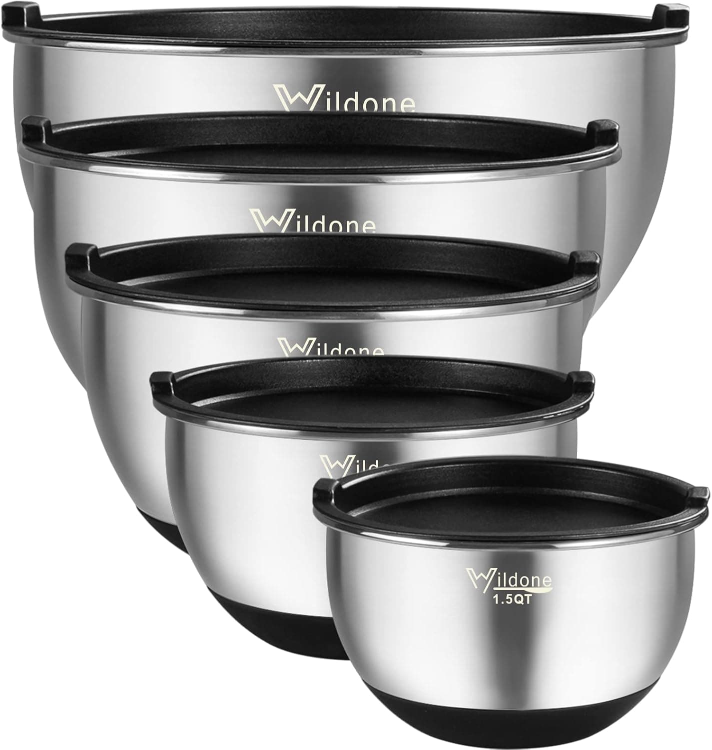 Wildone Stainless Nesting Mixing Bowls (Set of 5)