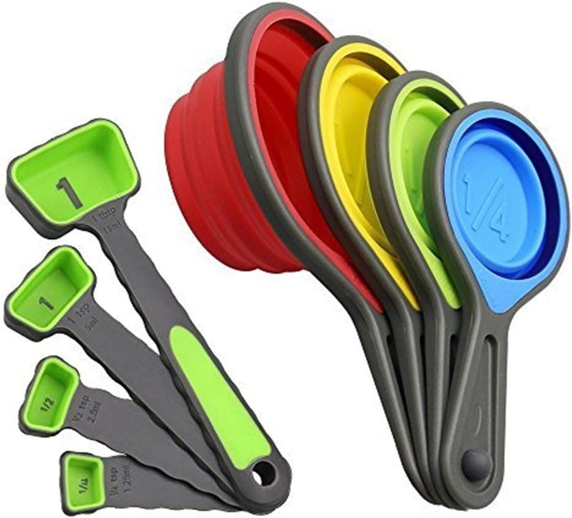 Collapsible Silicone Measuring Cups & Spoons (8-Piece)