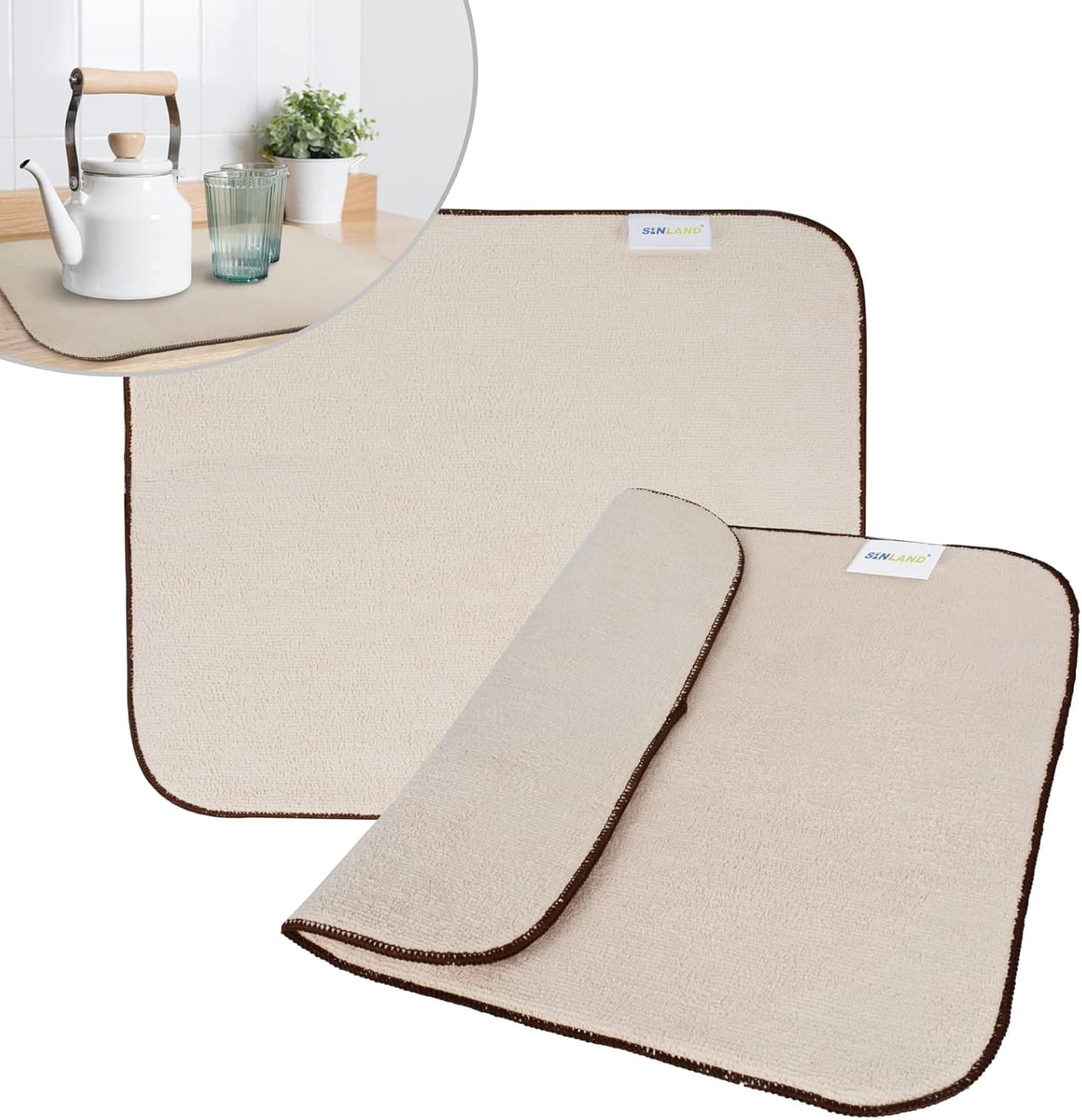 SINLAND Microfiber Dish Drying Mat (2-Pack)
