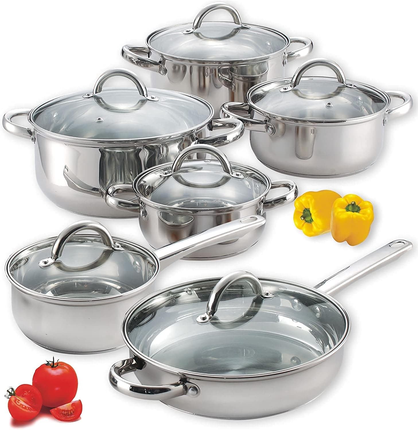 Cook N Home 12-Piece Stackable Stainless Steel Set