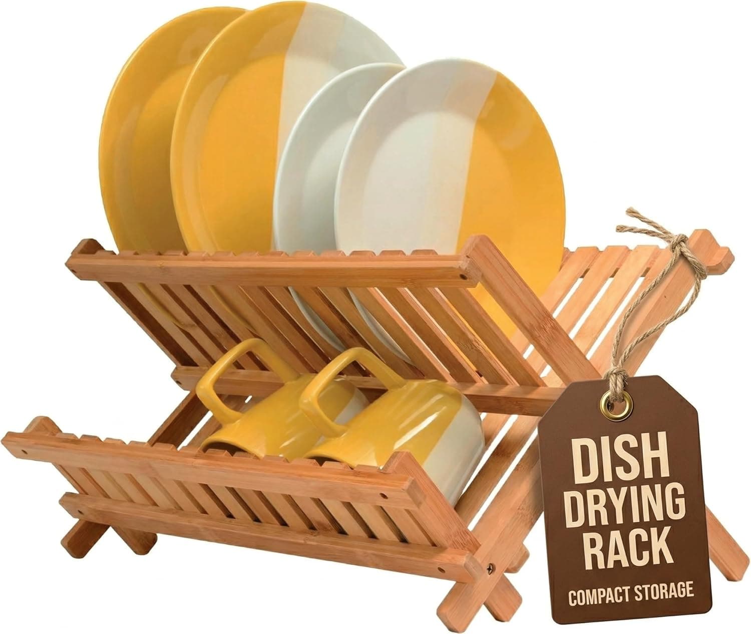 Bambusi Collapsible Bamboo 2-Tier Dish Rack