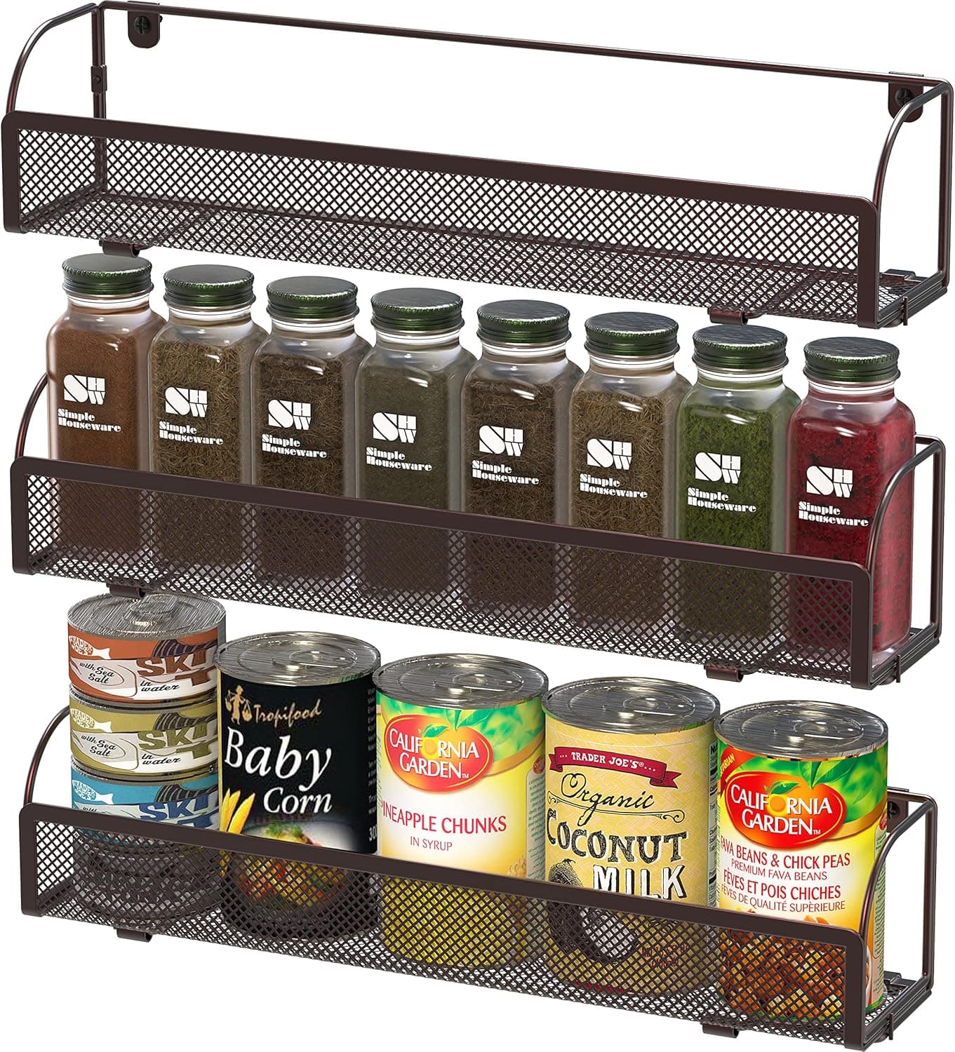 Simple Houseware Cabinet-Door Spice Rack (3-Pack)