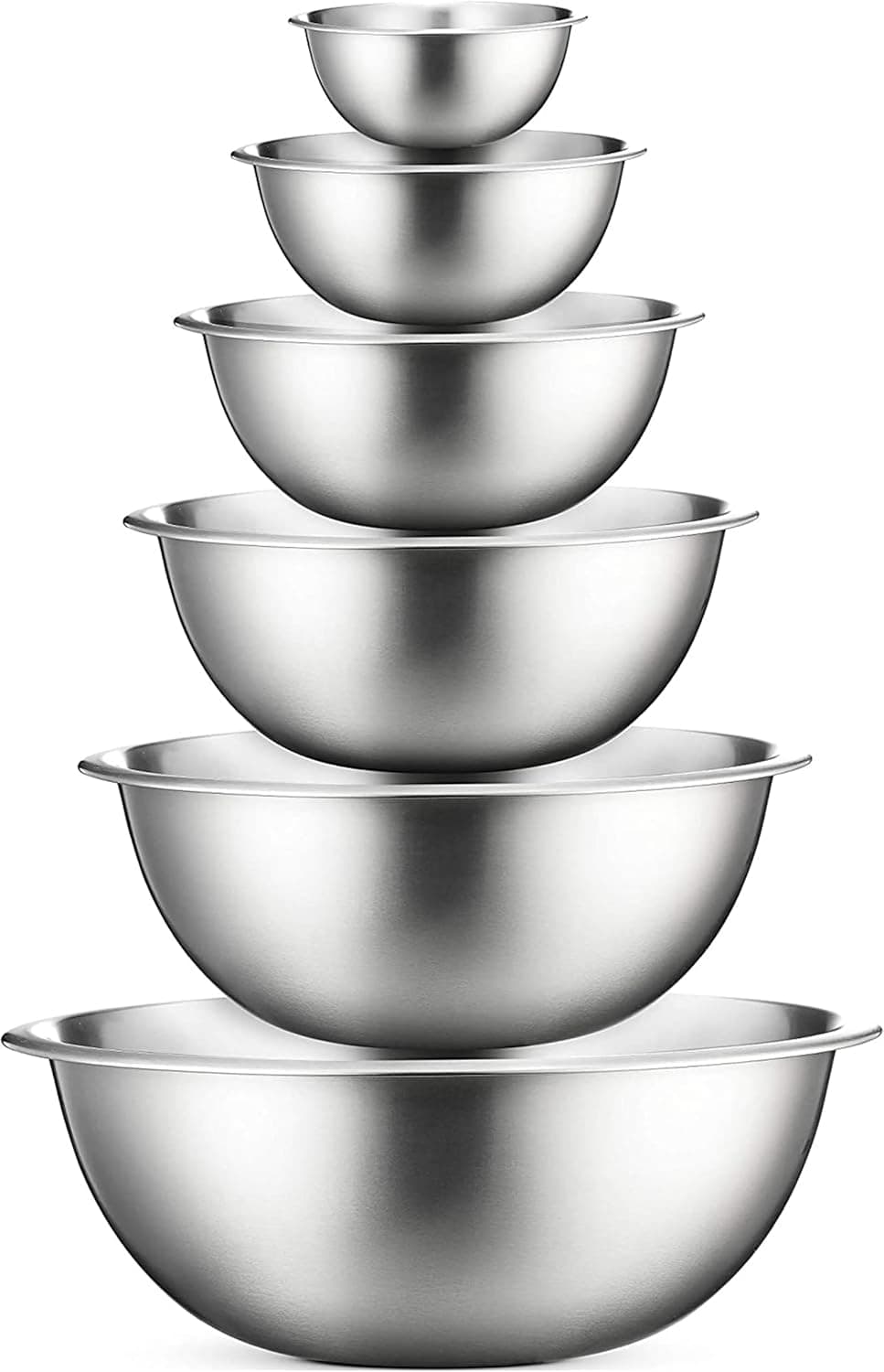 FineDine Stainless Steel Mixing Bowls Set, 6 Piece Metal Mixing Bowls, Nesting, Dishwasher Safe
