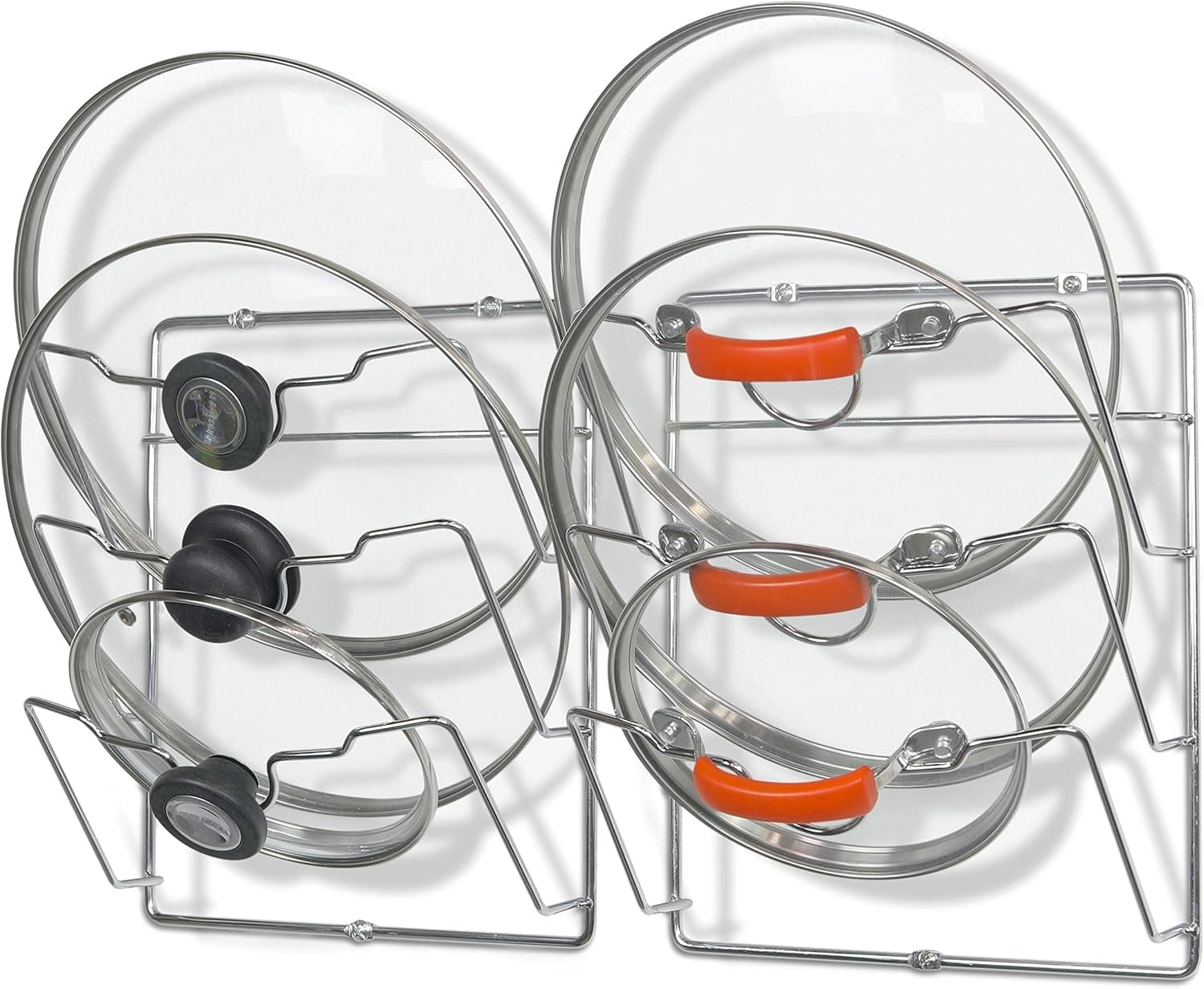 Simple Houseware 2-Pack Cabinet Door/Wall Mount Pot Lid Organizer Rack, Chrome