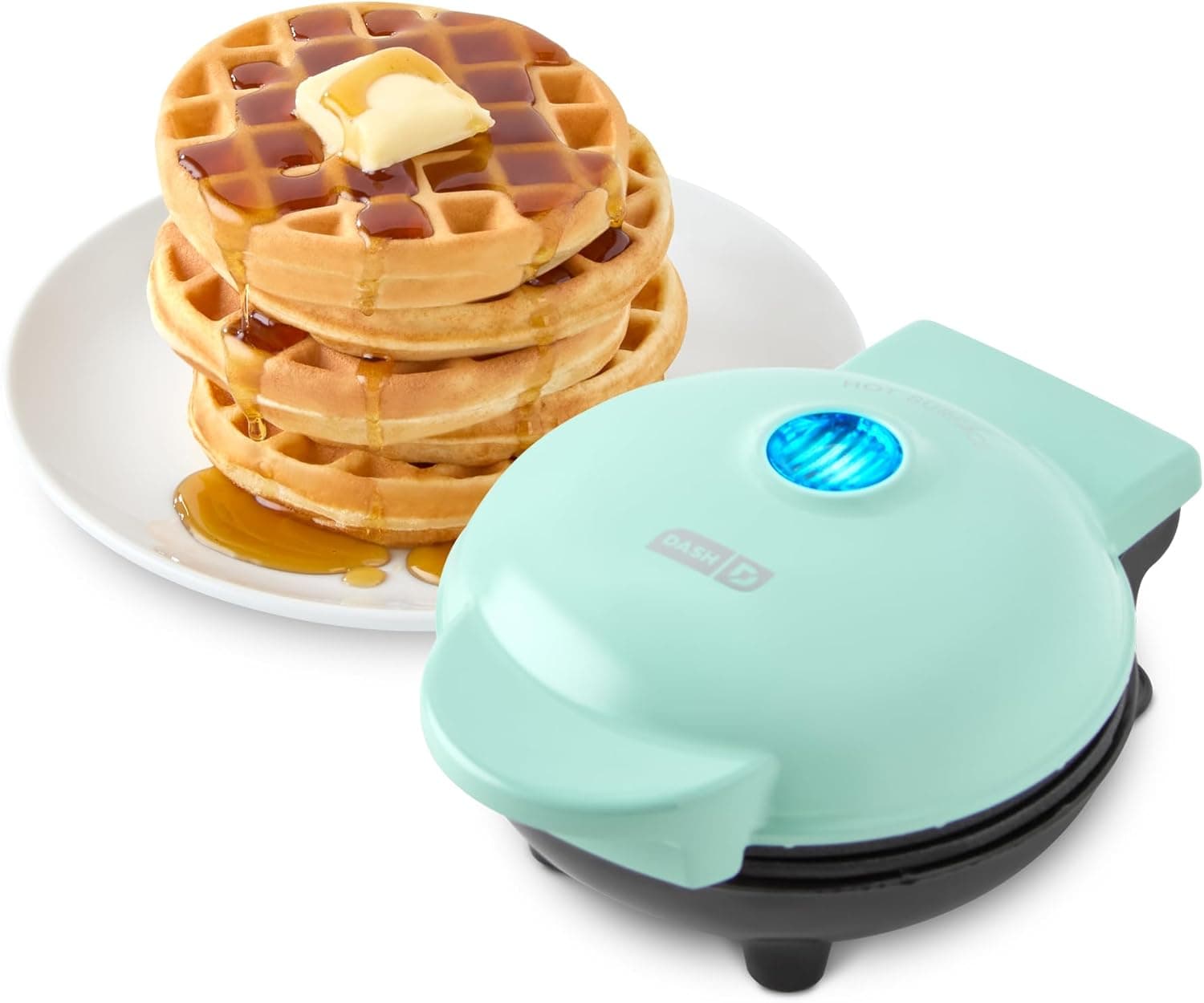 Dash Mini Waffle Maker, 4 Inch (Aqua)