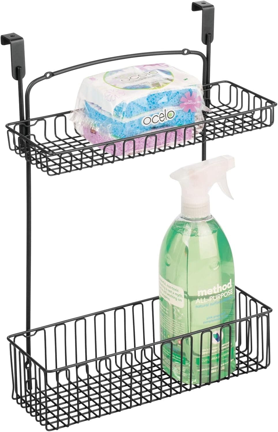 mDesign Steel Over Cabinet Kitchen Storage Organizer Holder Basket, Concerto Collection, Matte