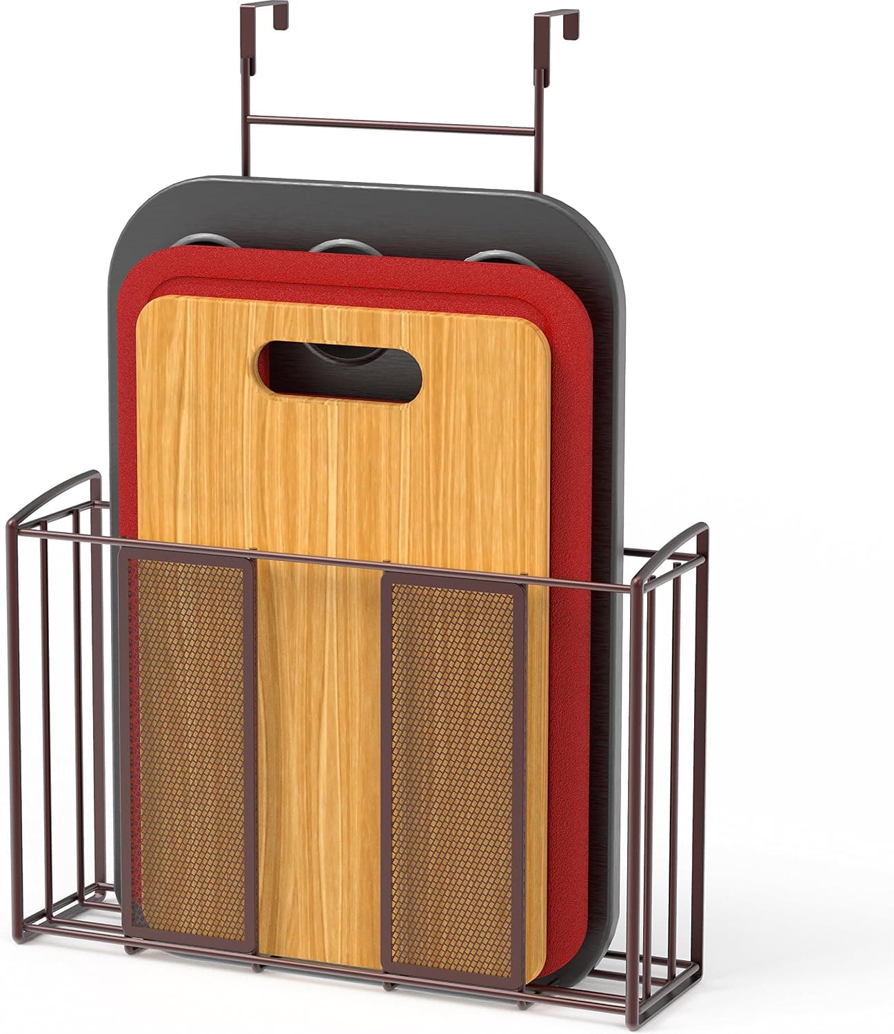 SimpleHouseware Over Cabinet Door Organizer, Mesh Bronze