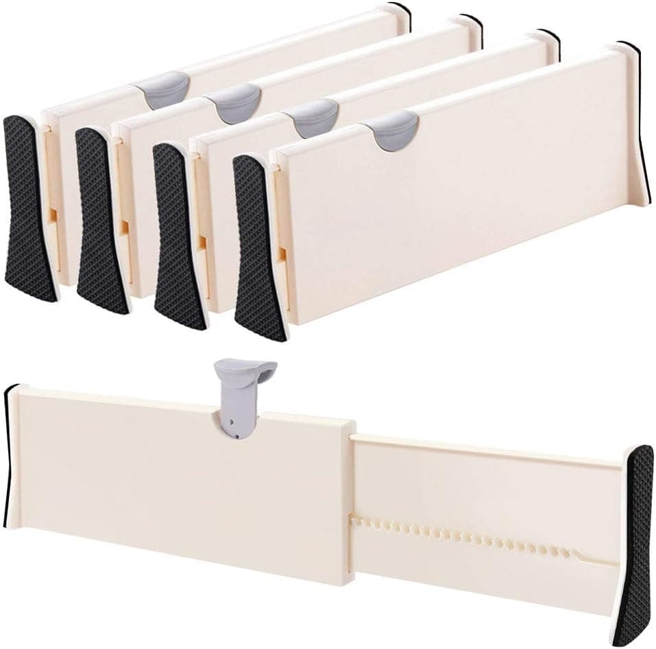 Drawer Dividers Organizer 4 Pack, Adjustable 4" High, Expandable 11-17"