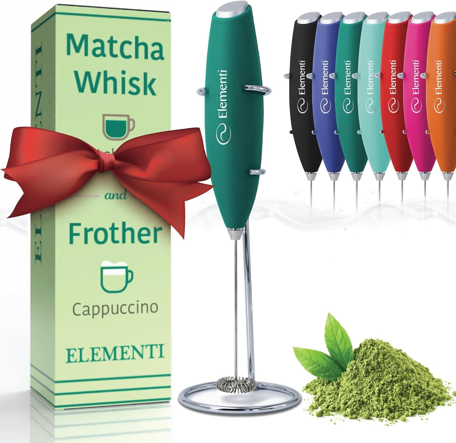 Elementi Electric Handheld Milk Frother & Matcha Whisk (Emerald)