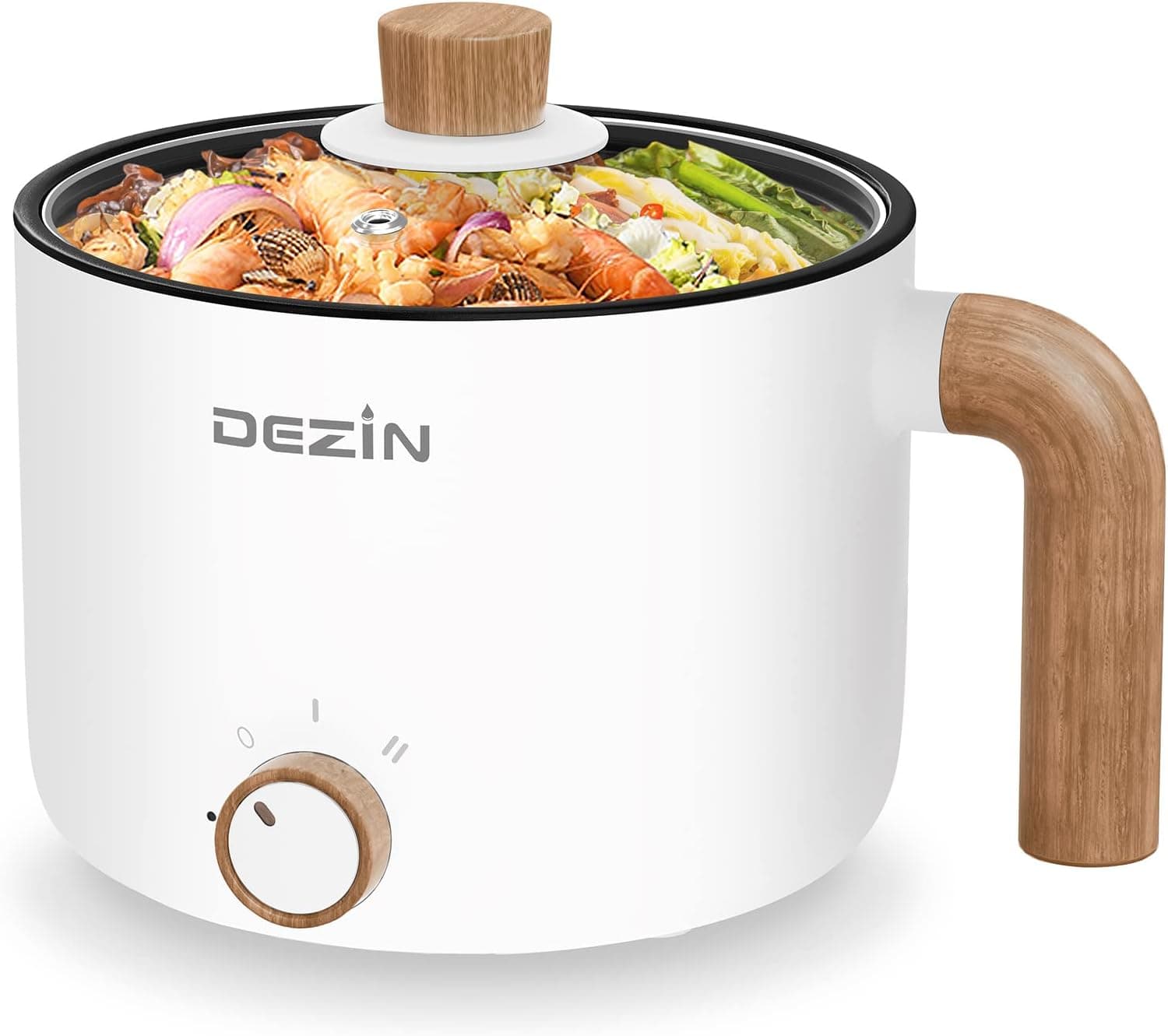 Dezin Hot Pot Electric, 1.5L Portable Ramen Cooker with Nonstick Coating