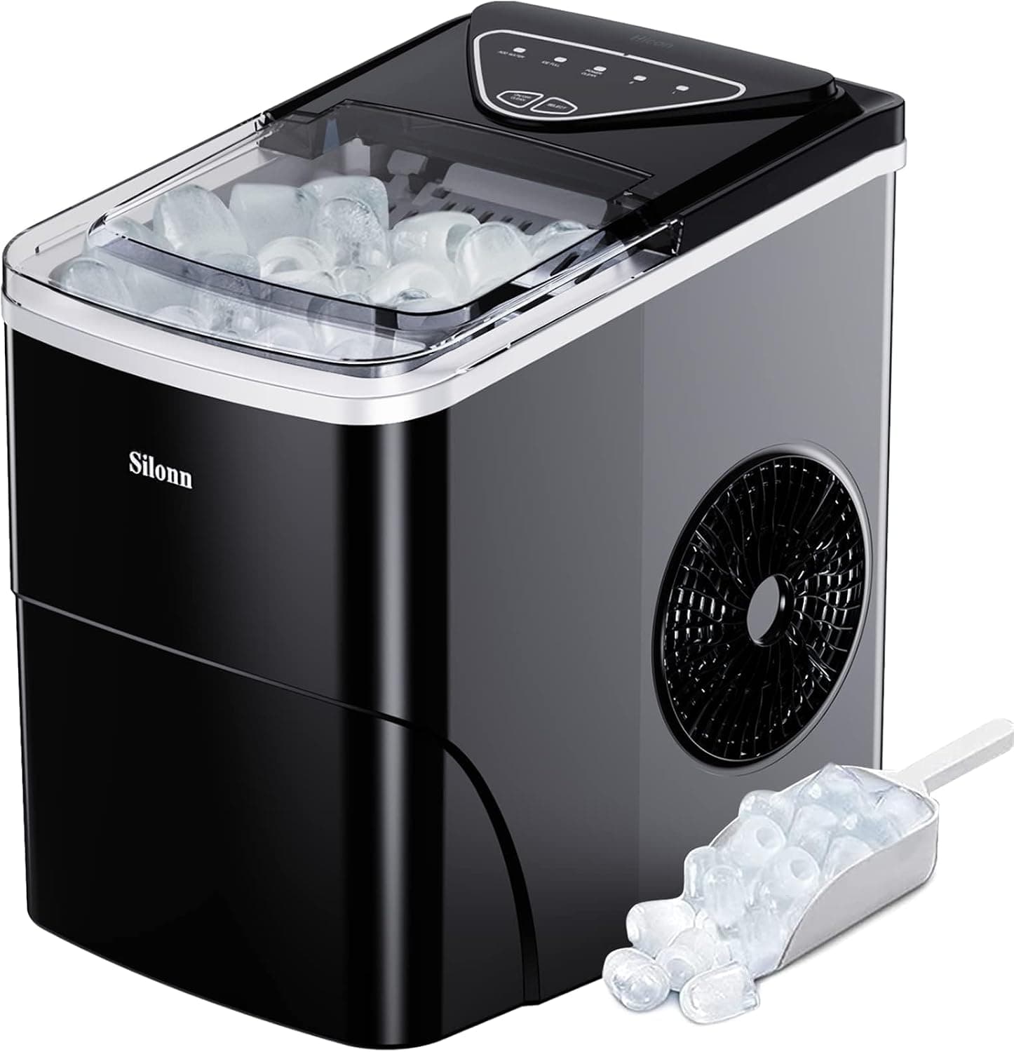 Silonn Countertop Ice Maker, 26lbs per Day with Self-Cleaning, 9 Cubes Ready in 6 Mins