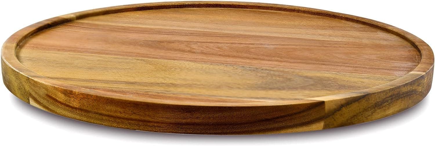 10" Acacia Wood Lazy Susan Organizer Kitchen Turntable for Cabinet Pantry