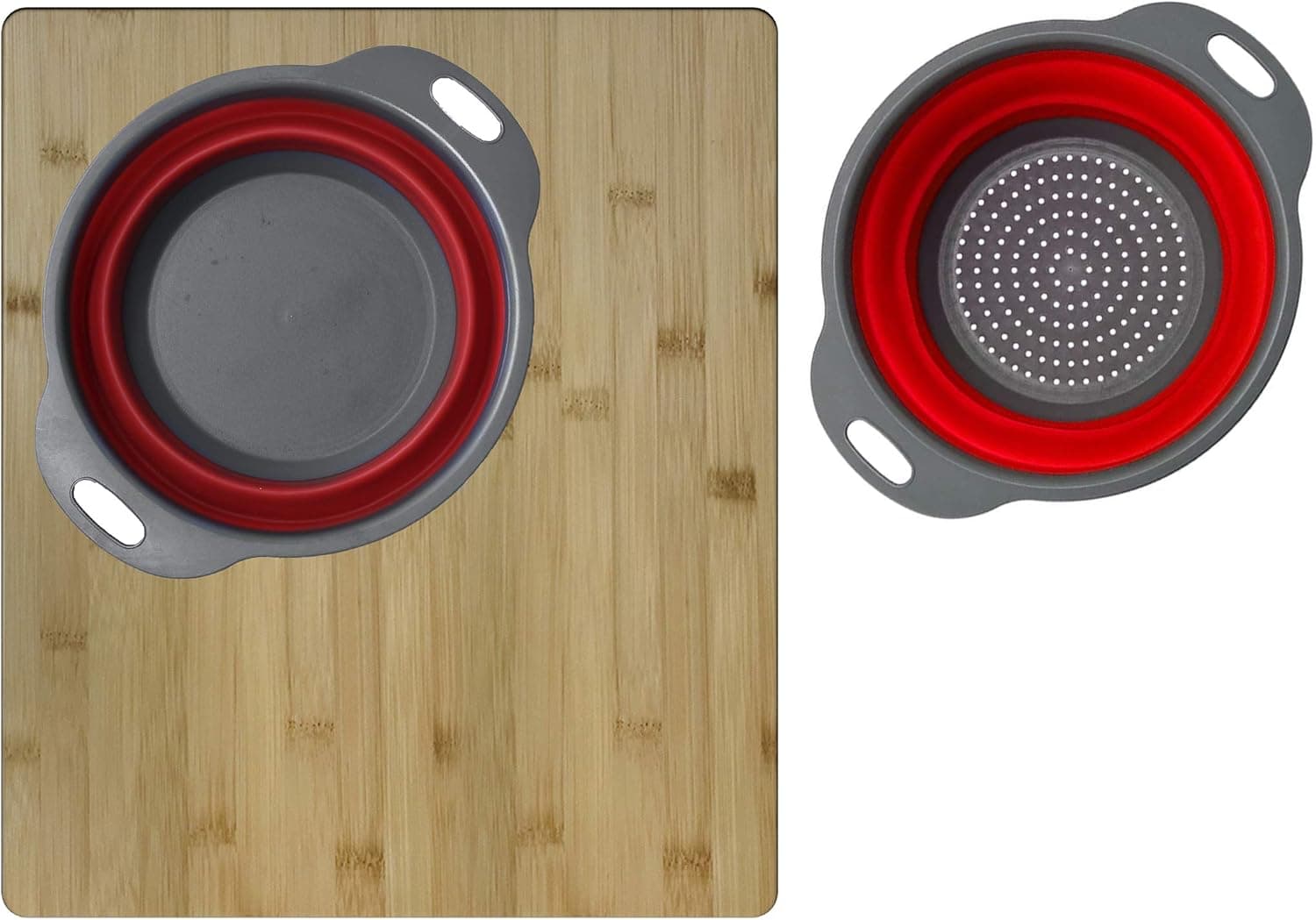 Stylish Over the Sink Large Bamboo Cutting Board with Colander Set, A-907