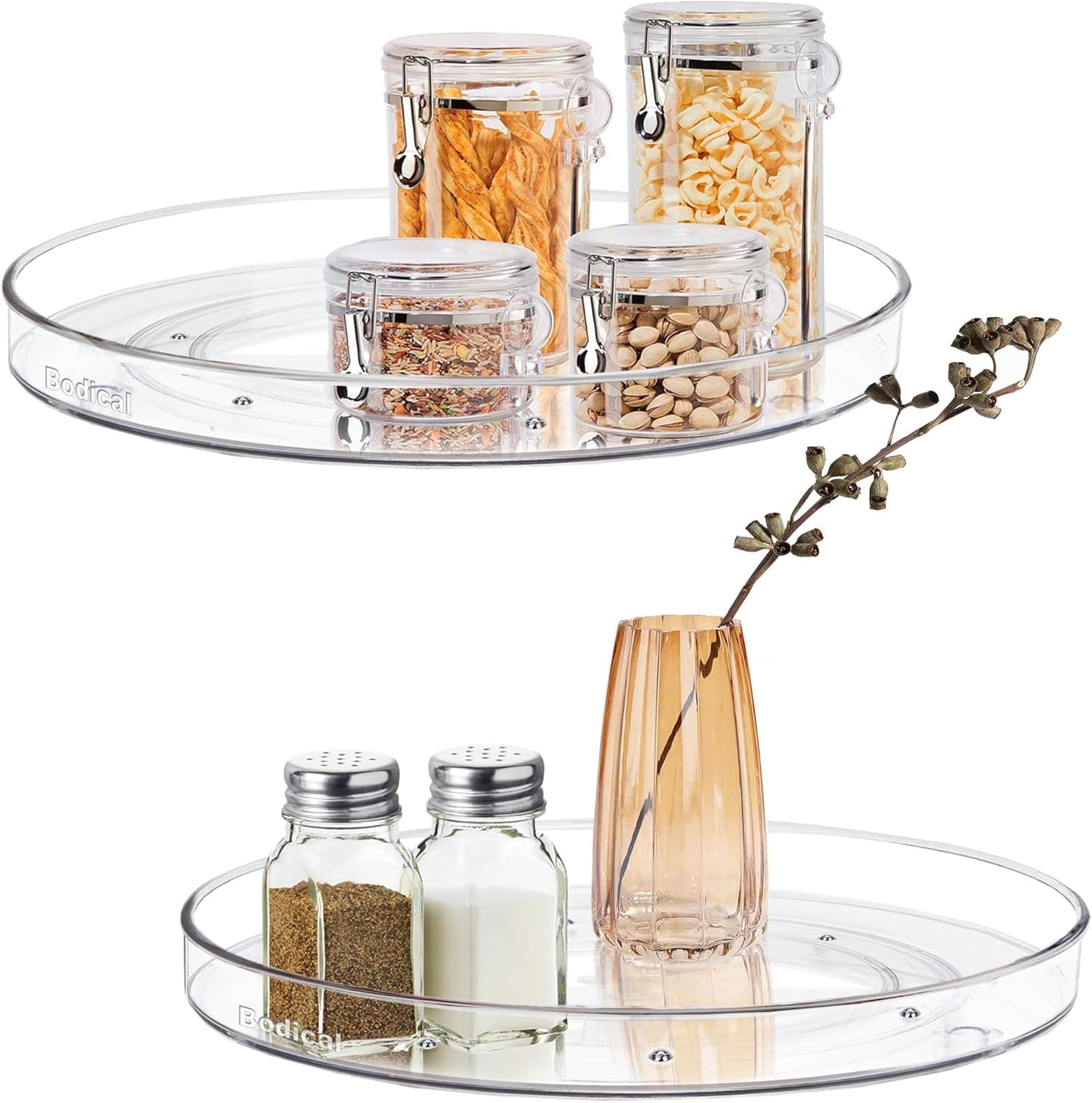 2 Pack Lazy Susan Organizer, 10.6" Clear Turntable for Kitchen Cabinet, Countertop, Pantry